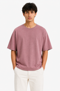 เสื้อยืดโอเวอร์ไซส์ผู้ชาย ผ้าฝ้ายพรีเมียม สีพื้น คอกลม นุ่ม ระบายอากาศดี ใส่สบาย เหมาะกับหน้าร้อน สไตล์สตรีทแวร์ - Product Image 1