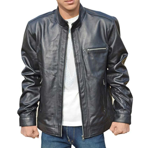 Chaqueta de Cuero Negra para Hombre 2024, Cuello Alto, Capucha, Tela de Lona, Estilo Urbano, Servicio OEM, Producto Nuevo, Manga Larga - Product Image 5