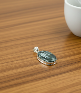 <b>Top</b> Quality Seraphinite Oval Pendant Necklace 925 Sterling Silver <b>Rose</b> Gold Yellow Gold Plated Healing Gemstone Jewelry - Product Image 4
