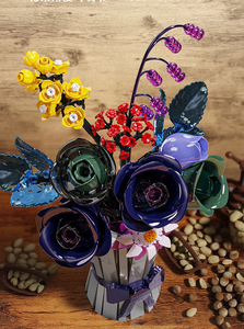Blocs de construction Phantom Night Glass Rose Plants, modèle de fleurs préservées, bouquet botanique MOC 13039, jouet en briques, cadeau d'anniversaire pour enfant - Product Image 4