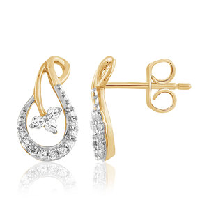 Pendientes de Diamantes con Incrustaciones de Diamantes Reciclados Glamour, Oro de 14K, Diseño de Flor, Diamantes Cultivados en Laboratorio de Corte Redondo, Joyería Fina Elegante - Product Image 3