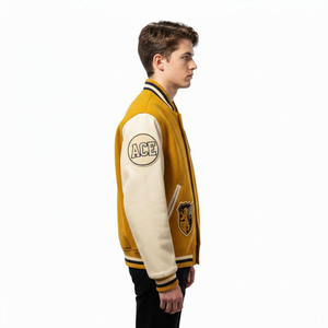 Custom Front Logo Breathable Men's Varsity <b>Jacket</b> with Finished Processing OEM Blank Solid Pattern - Product Image 3