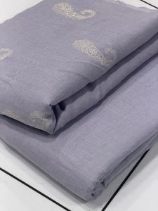 Tela de lino puro con hilo blanco y secuencia de buta - Product Image 3