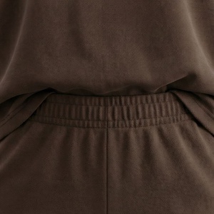 Conjunto de 2 Piezas para Mujer, Camiseta de Manga Corta de Color Sólido Tejida y Pantalones Cortos por Encima de la Rodilla, Estilo Casual, Transpirable, Holgado, para Primavera/Verano - Product Image 5
