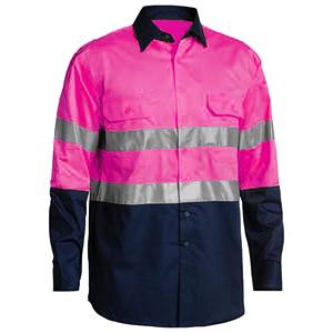 Wholesale Cotton Hi <b>Vis</b> Button-Up Safety Work <b>Shirts</b> for Men with LED Flash Reflective Strips Long Sleeve <b>T</b>-<b>Shirt</b> - Product Image 2