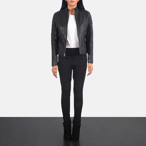 <b>Women's</b> Faux Leather Motorcycle <b>Jacket</b> Winter Solid Plain Dyed Raw Breathable PU Customizable Standard Faux Fur Lining Moto - Product Image 1