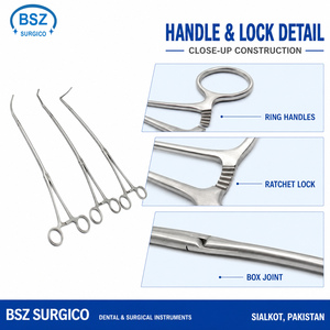 Ensemble de pinces chirurgicales de dissection BSZ SURGICO, courbées, à angle droit, en acier inoxydable, manuelles, instruments de chirurgie générale, certifiées CE - Product Image 4