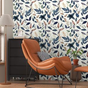 Papel Tapiz Autoadhesivo con Diseño de Hojas Azules Oscuros, 17.4'' x 118'', Vinilo Decorativo Fácil de Despegar e Instalar - Product Image 4