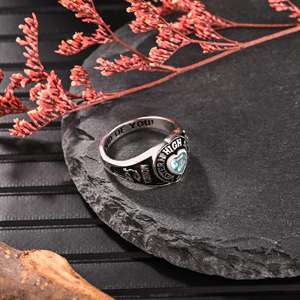 Anillo de Graduación Universitario Personalizado BOJ School Ring 043, Anillo de Colegio Secundario para Ella, con Piedra de Nacimiento, Plata 925, ¡Oferta! - Product Image 2