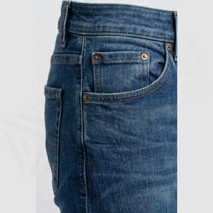 Jean en denim délavé coupe droite slim pour homme, taille mi-haute, en coton, style décontracté automne - Product Image 5