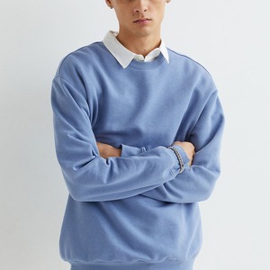 Sudadera de cuello redondo azul para hombre, corte regular, tejido de algodón, informal, para otoño. - Product Image 3
