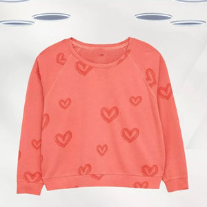 Sweat-shirt en coton à manches longues pour femme, imprimé cœur, avec logo personnalisé sur le devant, sweat-shirt pour femme - Product Image 1
