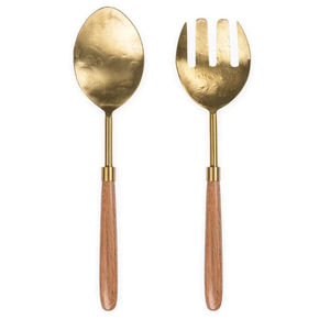 Ensemble de serveurs à salade en acier inoxydable, design antique or et branches foncées, pour mariages et événements, à prix raisonnable - Product Image 4