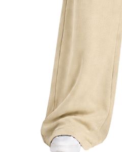 Pantalon de survêtement beige personnalisé pour femme, coupe large, taille haute, décontracté, style streetwear, en molleton, avec cordon de serrage et poches - Product Image 3