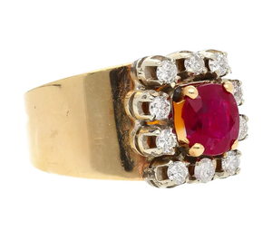 Anillo Vintage Chapado en Oro de 18K con Rubíes Creados en Laboratorio y Detalles de Diamantes, Engaste de Garra, Joyería de Compromiso para Mujer, Piedra de Nacimiento de Julio - Product Image 3