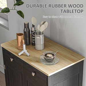 Credenza Nera Artigianale con Ripiano in Legno Massello, Mobile Bar da Cucina con Ripiano Regolabile e 2 Cassetti per Soggiorno - Product Image 5