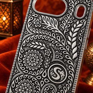 Funda para Móvil de Plata de Ley 925 Premium con Grabado Floral Antiguo - Product Image 3