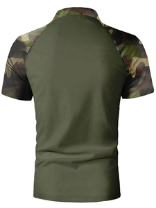เสื้อยืดผู้ชายคุณภาพใหม่ ลายพรางพิมพ์ลาย เสื้อโปโลแขนสั้นทรงคลาสสิกเรียบง่าย แขนสั้นแบบแร็กแลน - Product Image 3