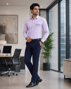 Chemises habillées décontractées pour hommes à col montant tricoté, anti-plis, à manches longues et boutonnées, en polyester/coton satiné - Vente en gros à prix avantageux - Product Image 5
