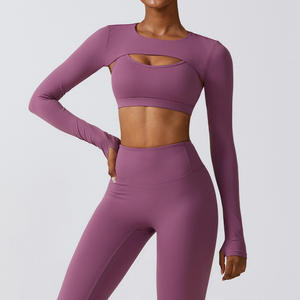 PIHA SPORTS Women's O-Neck Slim Fit <b>Long</b> <b>Sleeve</b> Tank <b>Tops</b> Polyester/Cotton <b>Stretch</b> Fabric Quick Dry Breathable Casual Wear - Product Image 3