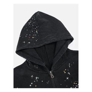 Sudadera con Capucha Negra Extra Grande, Informal, Unisex, para Otoño, Corte Regular, Forro Polar Transpirable, Cierre Frontal con Cremallera, 500 Gramos - Product Image 3