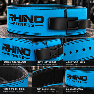 Cinturón de Levantamiento de Pesas de Cuero Rhino Fitness, Azul, Ajustable, Soporte Lumbar Envolvente, Cinturón de Cintura para Adultos - Product Image 5
