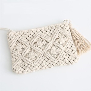 Wholesale Vintage <b>Light</b> Weight Handmade Cotton <b>Rope</b> Stylish Women Handbags Single Shoulder Tassels Crochet Macrame Bag - Product Image 5