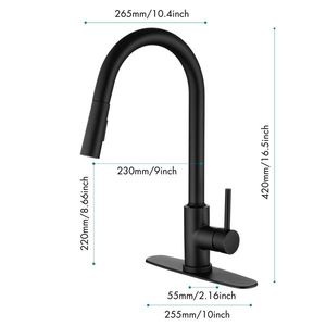 Rubinetto da Cucina Estraibile in Acciaio Inox Lucidato ad Arco Alto con Stampa Logo Gratuita e Doccetta Estraibile - Product Image 3