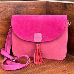 Hot Selling Handcrafted Colorful Suede Leather Crossbody Shoulder Bag for Women's Sustainable Recycled Leather <b>Tassel</b> <b>Handbags</b> - Product Image 2