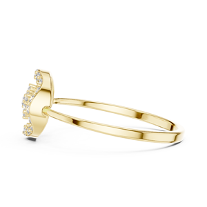 Anillo solitario minimalista de oro amarillo macizo de 14k con diamante talla redonda para mujer, ideal para compromiso o regalo de boda. - Product Image 2