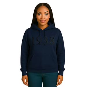 Sudadera con Capucha Azul para Mujer, Bordado 3D, Estilo Casual, Manga Larga, Cómoda para el Día a Día - Product Image 1