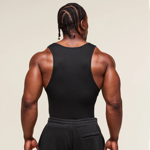 Camiseta sin mangas de algodón acanalado premium para hombre, ajuste slim, para entrenamiento, camiseta muscular sin mangas, chaleco deportivo de verano, de secado rápido, personalizable - Product Image 3