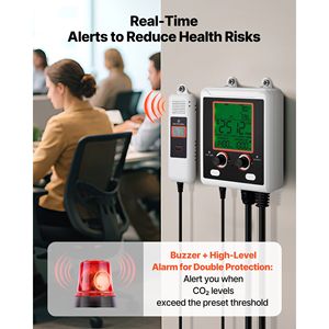 Misuratore di CO2 a Doppia Uscita con Funzione di Rilevamento Giorno/Notte, Monitor per la Qualità dell'Aria - Product Image 5