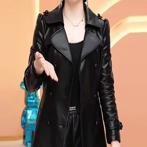 Manteaux longs classiques en peau de mouton pour femmes, vestes en cuir véritable de haute qualité pour femmes, manteau en cuir de vachette pour l'hiver, vente en gros - Product Image 1