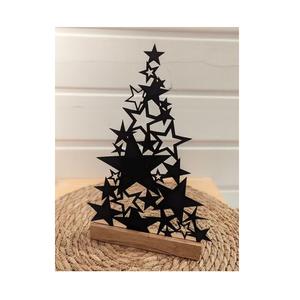 Elegante árbol de Navidad moderno de aluminio plateado, hecho a mano con base creativa y estrella en la parte superior. - Product Image 1