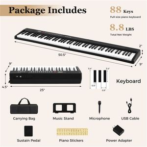 Pianoforte Digitale Compatto a 88 Tasti Semi-Pesati Pieghevole 128,27x22,86x5,08 cm Tasti Luminosi 3 Modalità di Insegnamento Adatto ai Principianti - Product Image 2