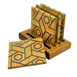 Modern Round Acacia Coaster Set 300mm Diameter Non Slip Mats <b>Pads</b> 5mm Thick <b>Reusable</b> Design Style From Delhi - Product Image 1