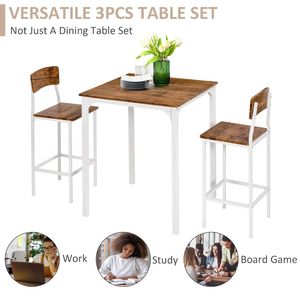 Set da Pranzo Moderno con 2 Sedie e Tavolo Piccolo Effetto Legno Superficie Liscia - Product Image 6