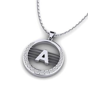 Colgante de letra con cristal redondo, plata 925, moissanita y diamantes de imitación con engaste de garras, collar clásico unisex, regalo - Product Image 1