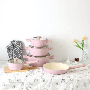Ensemble de batterie de cuisine moderne antiadhésive avec poêles à frire profondes, casseroles, marmites et couvercles en verre assortis, en marbre durable - Product Image 4