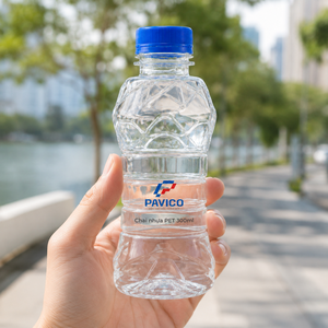 Botella de Agua PET Transparente Personalizada de 300 ml, Botella de Bebidas de Plástico Facetada con Tapa de Rosca Azul, Fábrica en Vietnam - Product Image 6