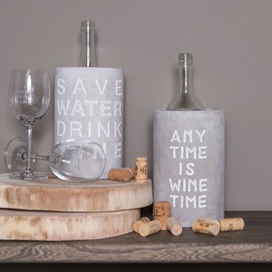 Enfriador de Vino de Concreto con Frase 'Cualquier Momento Es Hora de Vino', Cubo de Hielo Redondo Industrial - Product Image 5
