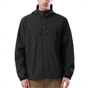 Blouson bomber pour homme, vert olive, à capuche, imperméable, coupe-vent, fermeture éclair, poches avant, vêtements de plein air formels, saison d'automne, coupe régulière - Product Image 6
