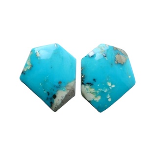 Paire assortie de cabochons en turquoise naturelle d'Arizona, forme fantaisie 23x19mm, ensemble de bijoux de haute qualité - Product Image 1