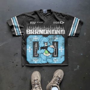 Camiseta de Algodón de Bambú de Alta Calidad con Logotipo Personalizado, Estilo Urbano, Gruesa, Bordada, Extra Grande, Lisa, Vintage, Lavada al Ácido, 220g - Product Image 1