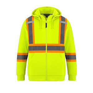 Sudadera con Capucha de Alta Visibilidad para Hombre con Franjas Reflectantes, Chaqueta de Seguridad de Poliéster para Trabajo en Exteriores - Product Image 1