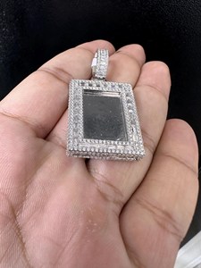 Custom Iced Out Rectangle Pendant Rhodium Silver Plated Alloy VVS Moissanite Diamonds Charms Unisex Gift Hip Hop Jewelry - Product Image 3