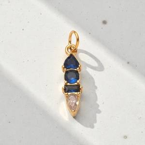 จี้เงินแท้ 925 ประดับบลูโทแพซและควอตซ์รูปทรงผสมผสาน - เครื่องประดับเงินแท้ 925 สำหรับสร้อยคอ - Product Image 1