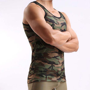 Camisetas sin mangas transpirables para hombre, diseño de camuflaje, cuello redondo, estilo casual, para gimnasio, venta al por mayor, precio personalizado - Product Image 6