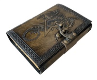 Vintage femmes carnet de croquis Dragon grand livre ombres étoile pentagramme Journal blanc Grimoire DND Deckle vieilles Pages spirale cadeau